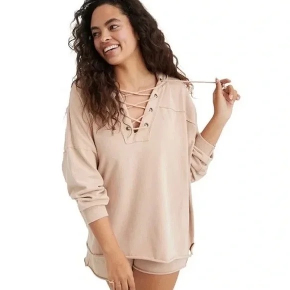 Aerie Lace-Up Hoodie - Picture 1 of 2